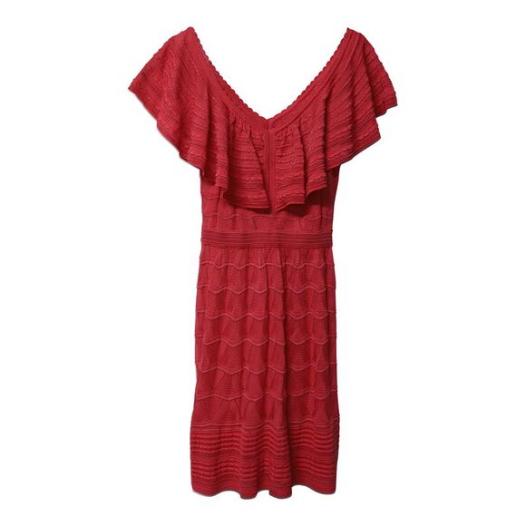 M Missoni Ruffle Knitted Dress in Pink Cotton